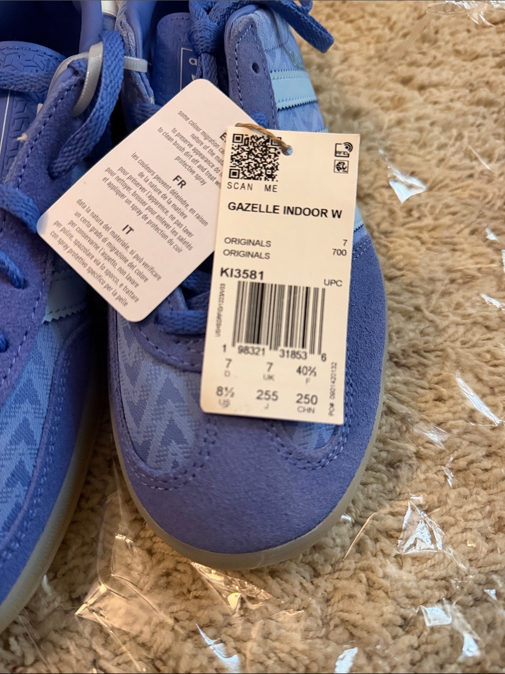 adidas Purple Suede Gazelle Sneakers with Light Blue Stripes - Picture 9 of 9